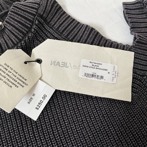 NWT RAG & BONE Dana Cold Shoulder Knit Sweater Charcoal Black Medium - Picture 14 of 15